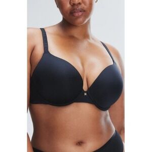 Savage X Fenty Microfiber Push Up‎ Plunge Bra Caviar Black 34DD